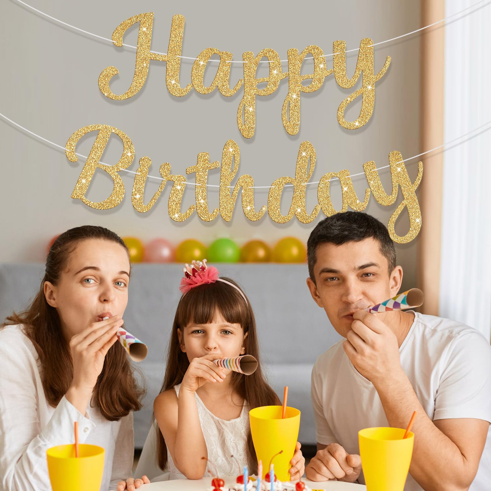 JHZMCRX Party backdrop banner complements balloons and streamers for festive scenes.