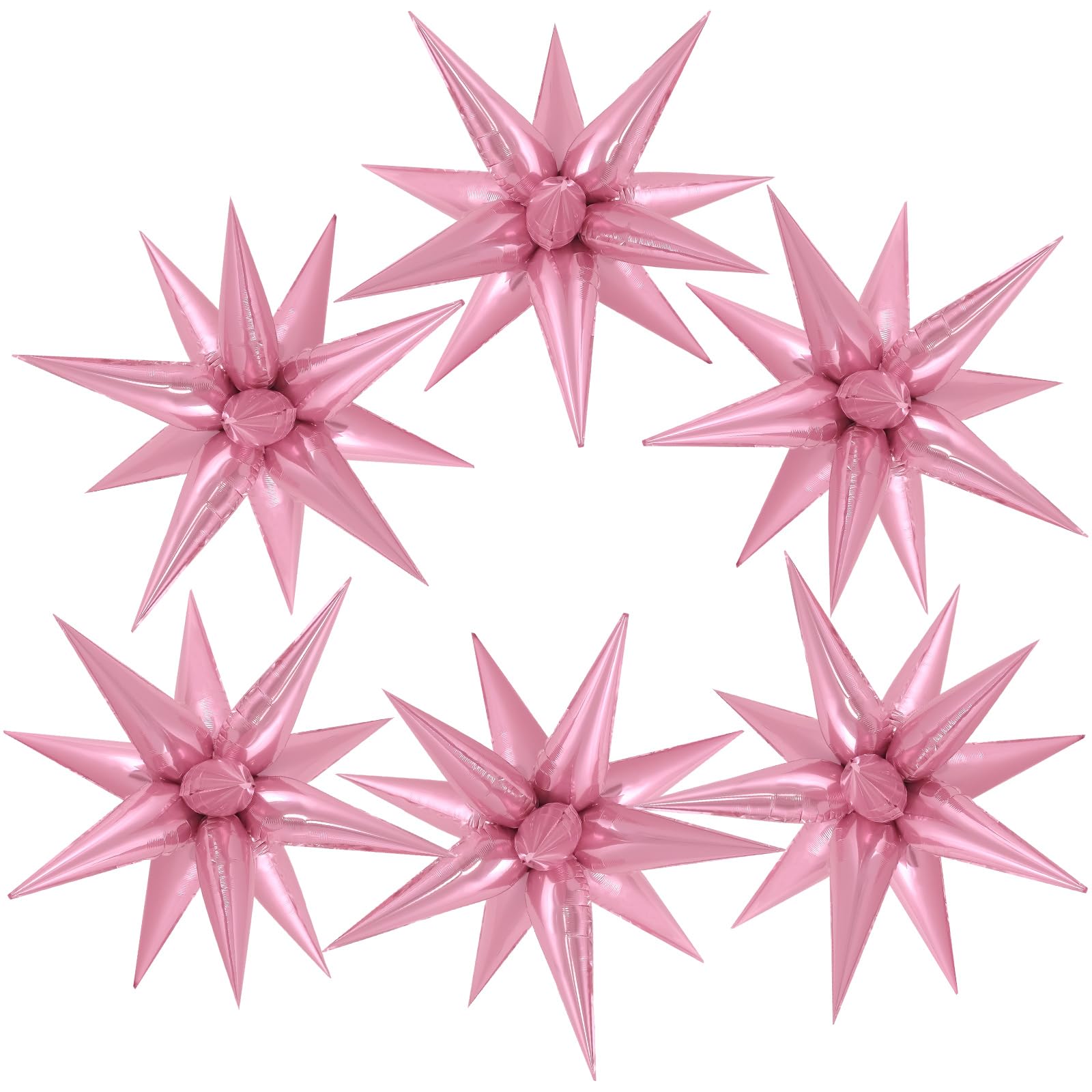 JHZMCRX pink star foil balloons create a bright birthday backdrop.