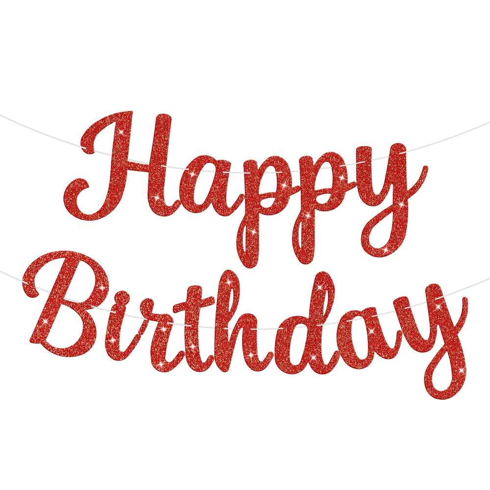 JHZMCRX red glitter banner closeup showing festive letters for decor
