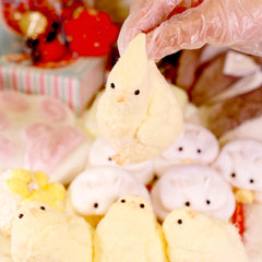 JIACAI chick squishy toy closeup shows plush material and tactile satisfaction