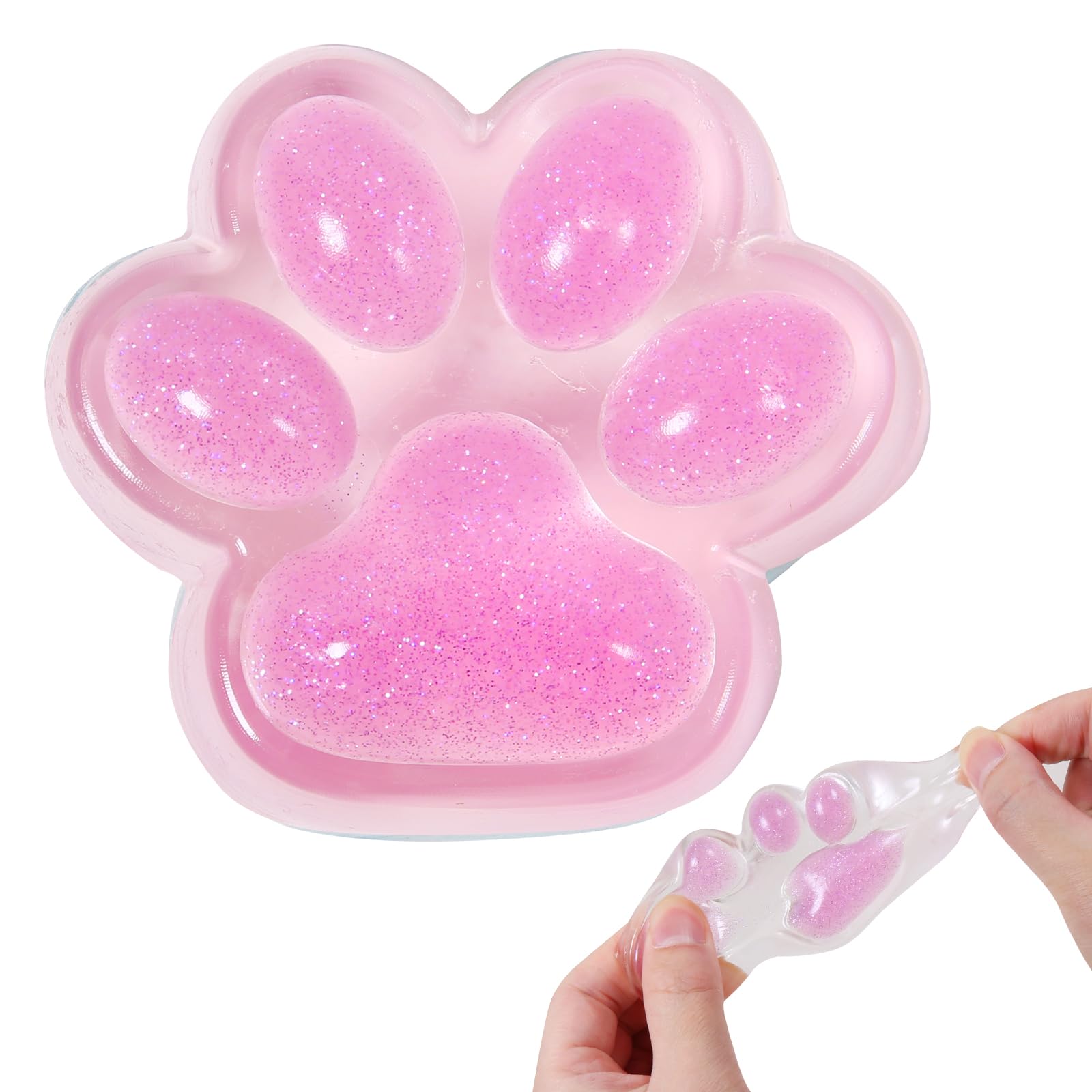 JIACAI pink cat paw squishy toy close-up for sensory play and soft texture.