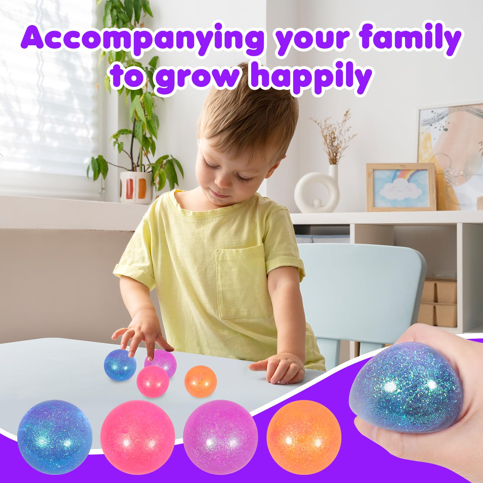 JIACAI glitter sugar ball purple enhances sensory play and concentration.