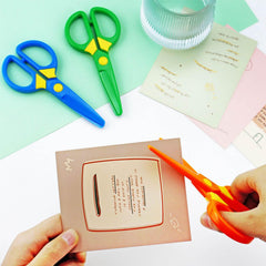 JIALEEY 3pc blue plastic child-safe scissors supporting early craft skills