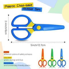 JIALEEY 3pc orange plastic child-safe scissors for easy grip and safe learning