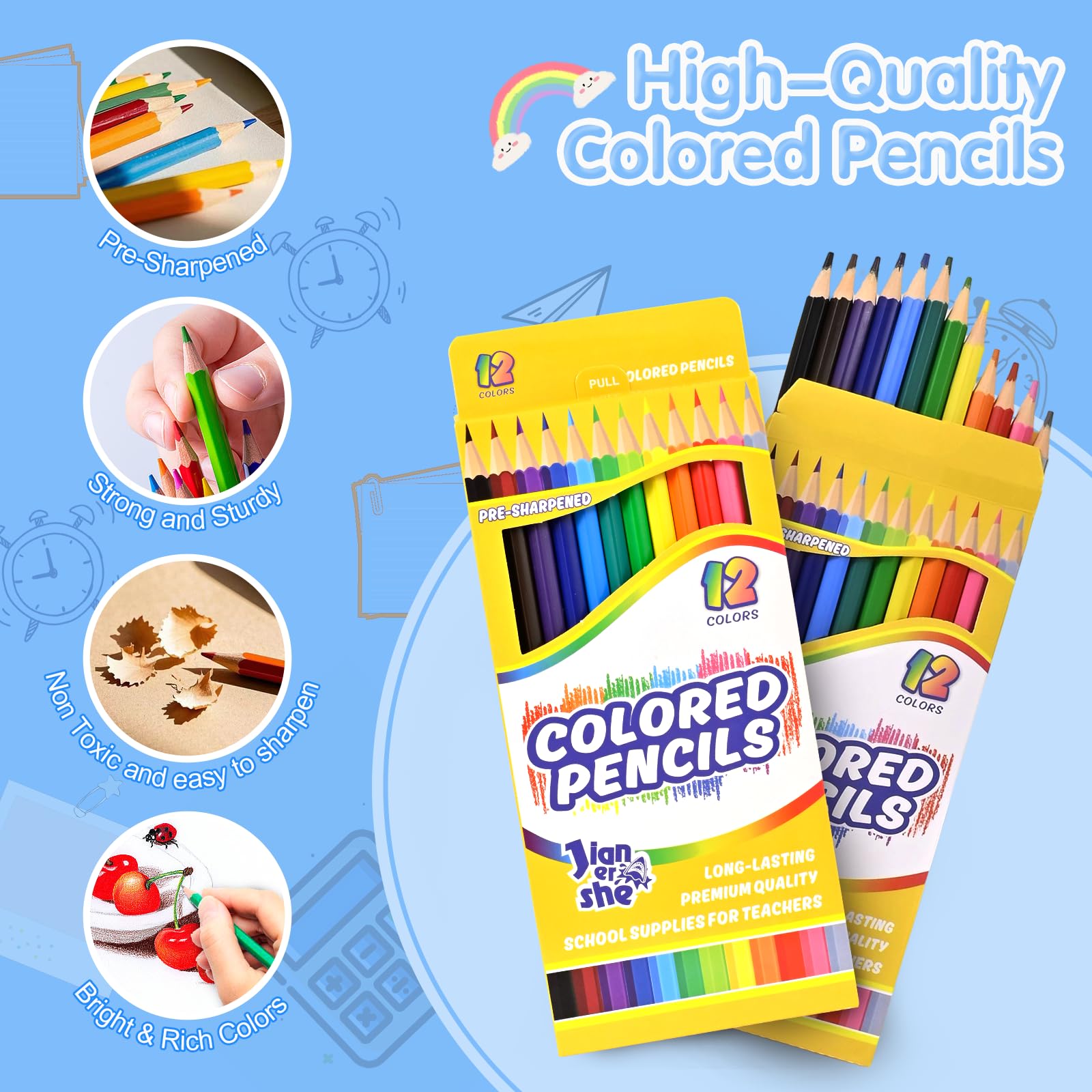 JIANERSHE hexagonal grip pencils for comfortable, precise drawing sessions.