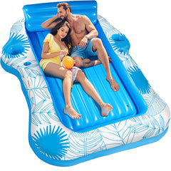 JIANYHW inflatable pool lounger with detachable pillow for sunbathing comfort