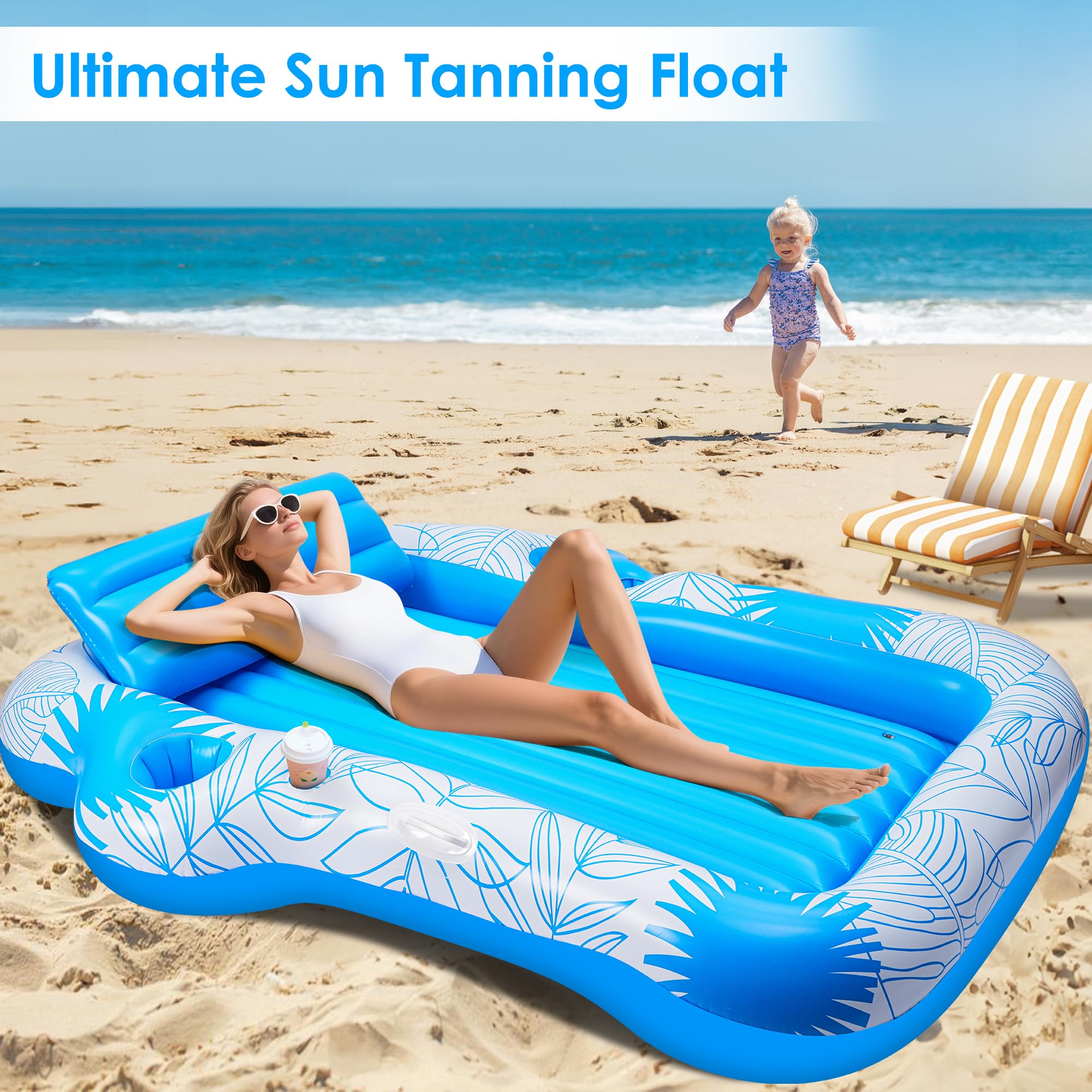 Multi-use float for lake, pool, or backyard relaxation.