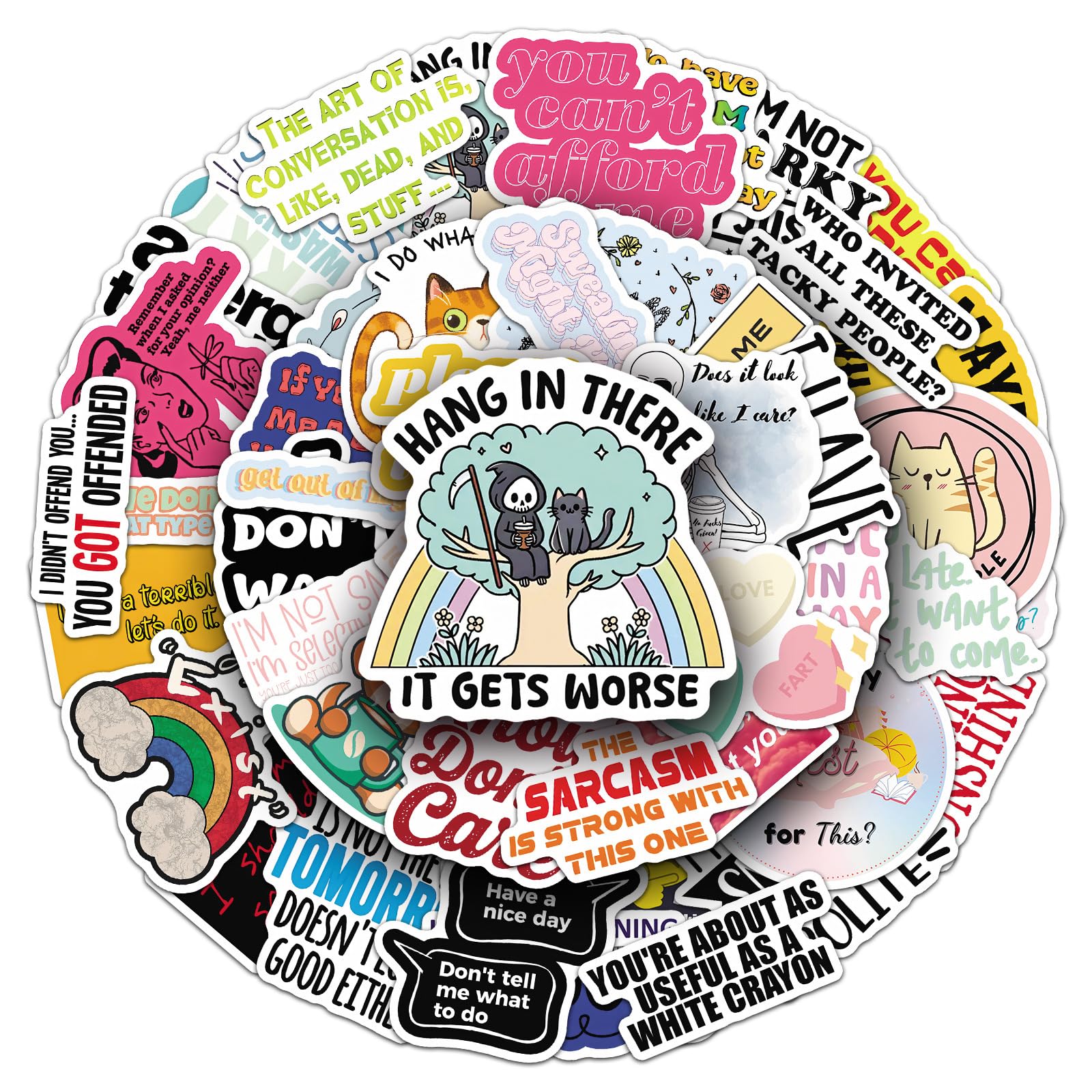 Jictegb Snarky Stickers for water bottles resist splashes and wear.