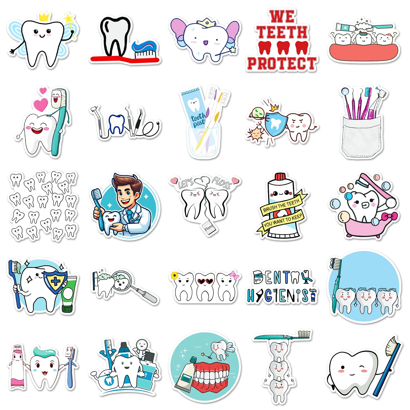 Jictegb Tooth Stickers close-up with glossy vinyl finish.