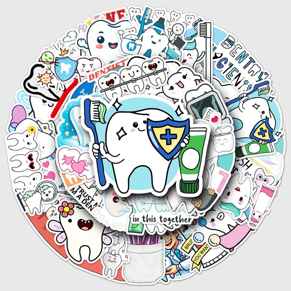 Jictegb Tooth Stickers on skateboard add colorful, durable decor.