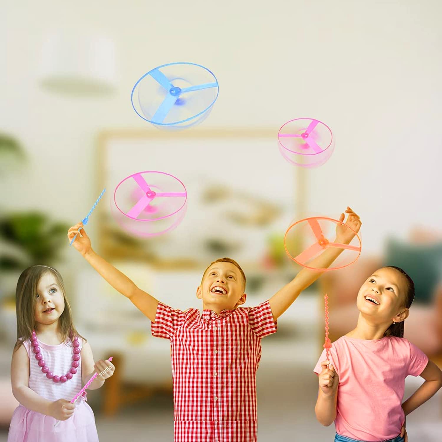 JIEOU Colorful rotating helicopter adds excitement to outdoor playtime