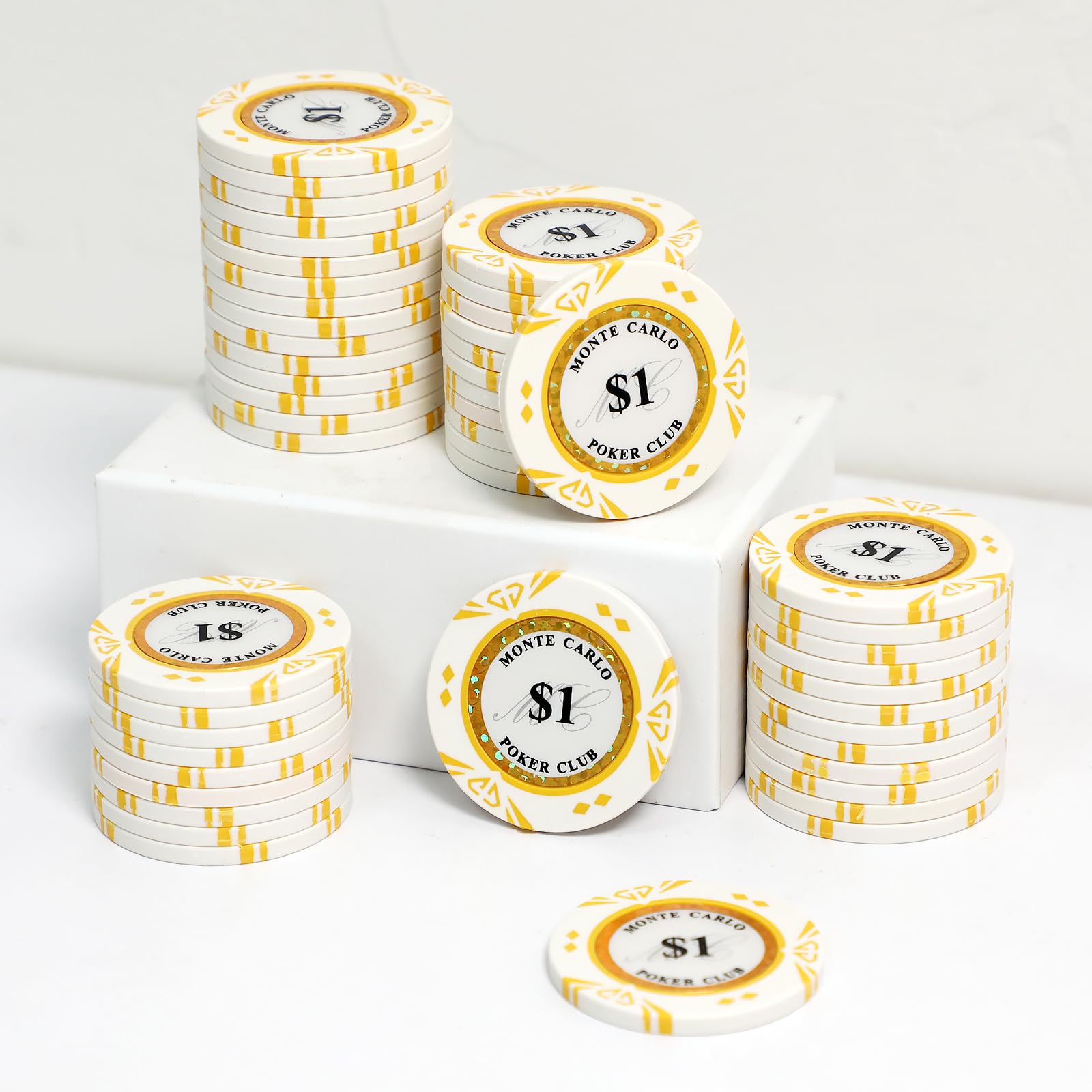 JIESITE Monte Carlo 14g poker chip set, 50 pieces, ideal for home Texas Hold'em.