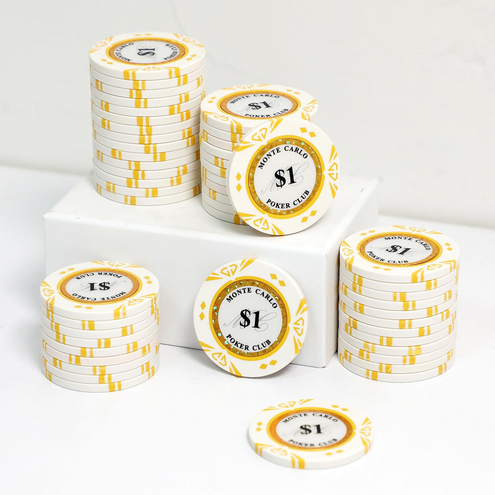 JIESITE Monte Carlo 14g poker chip set, 50 pieces, ideal for home Texas Hold'em.
