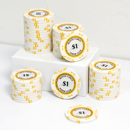 JIESITE Monte Carlo 14g poker chip set, 50 pieces, ideal for home Texas Hold'em.