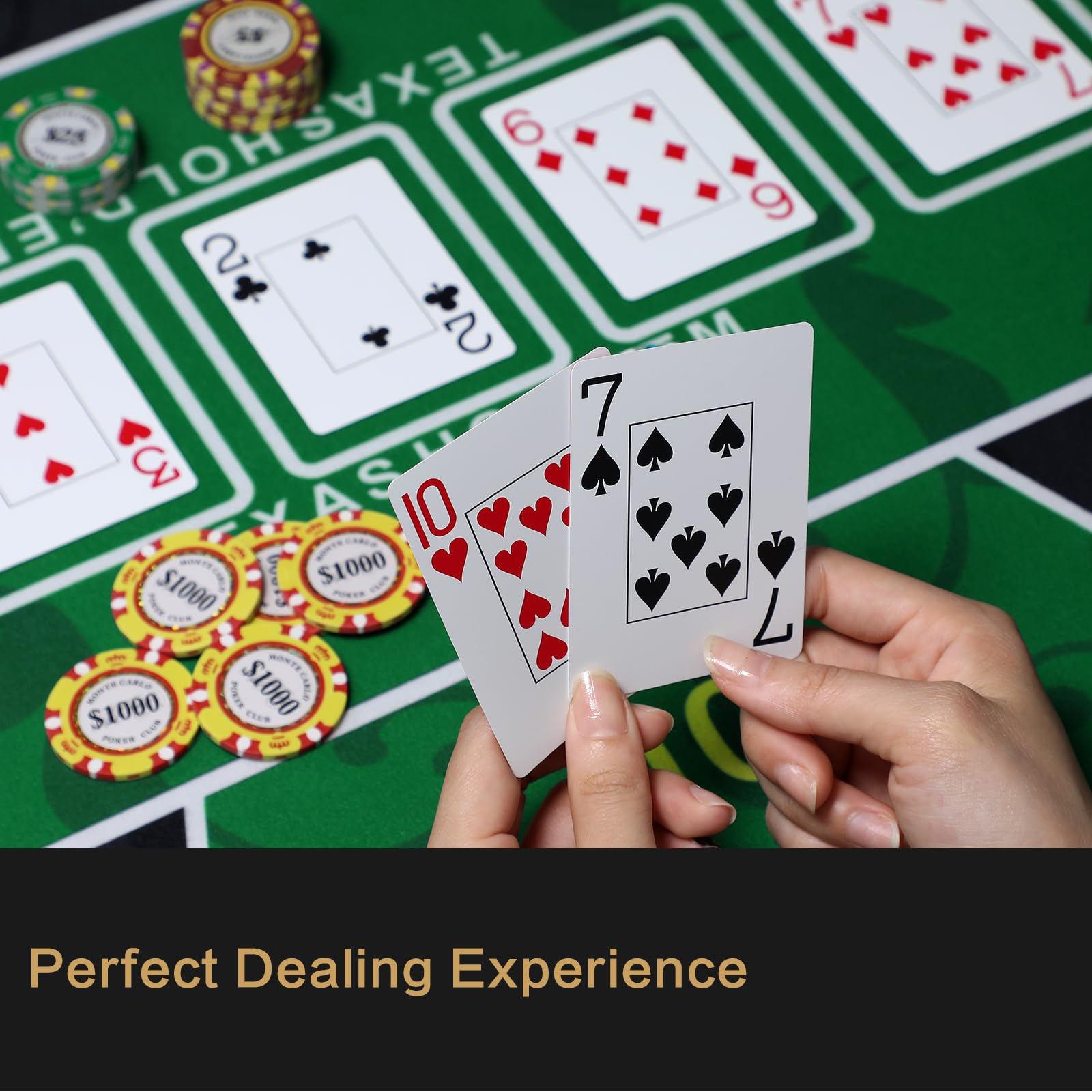 JIESITE poker mat velvet surface with fine patterns delivers easy card slides and tactile feel.