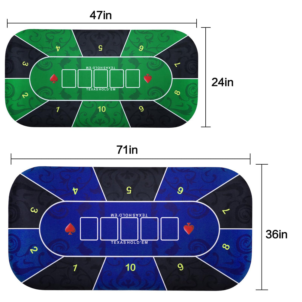 JIESITE poker mat 71x36 inch size fits most tables for versatile use.