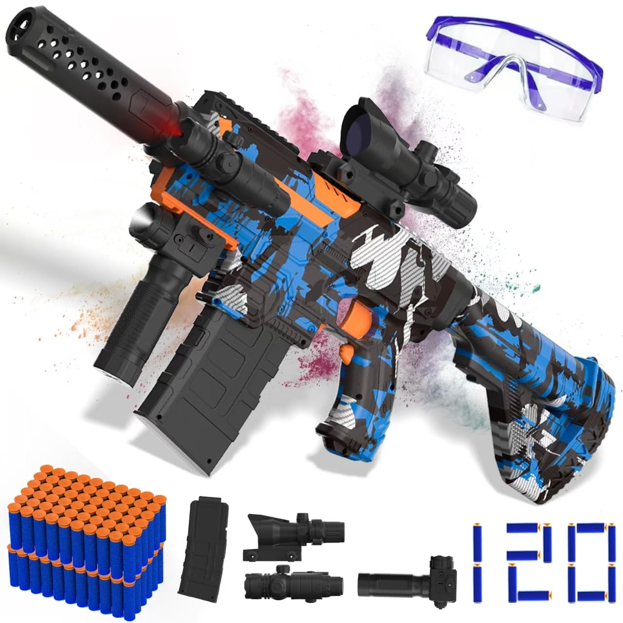 JIFTOK automatic foam blaster sniper with scope for accurate backyard battles