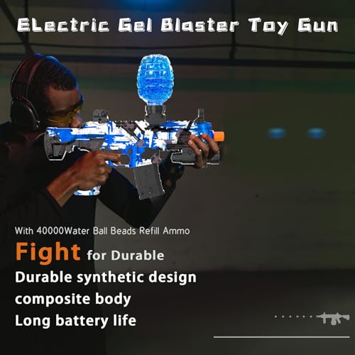 JIFTOK electric gel ball blaster blue side view highlighting durable body.