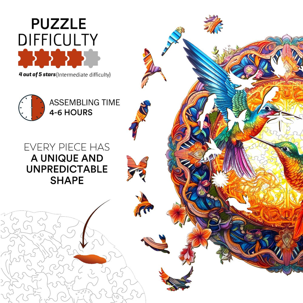 Jigfoxy hummingbird puzzle laser cut edges ensure smooth piece fit
