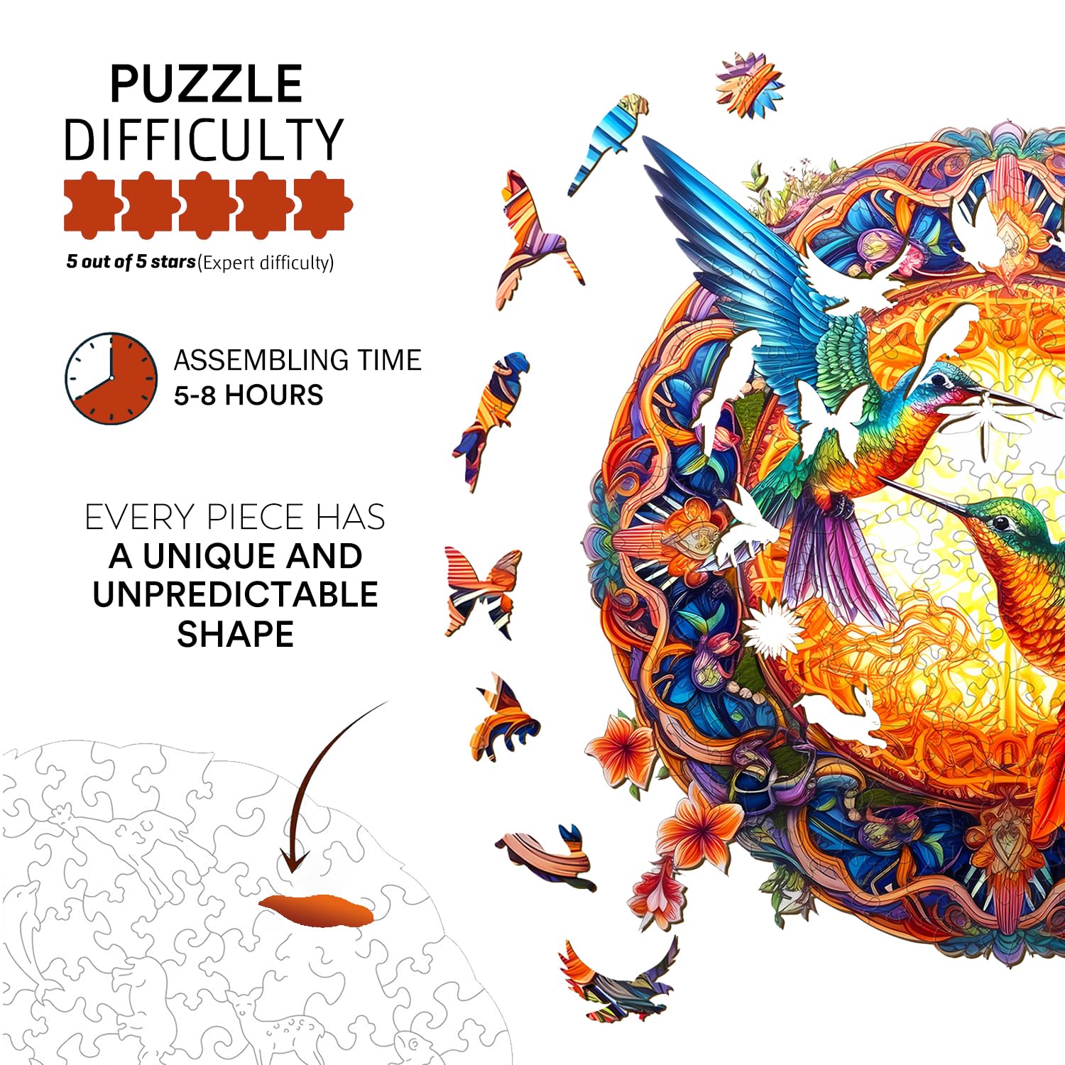 Jigfoxy laser-cut puzzle pieces ensure precise fit and satisfaction.