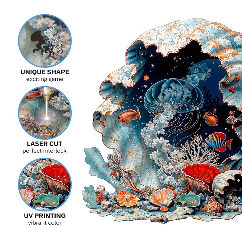 Jigfoxy seashell puzzle made from natural wood and eco-friendly materials.