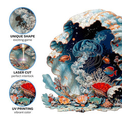 Jigfoxy seashell puzzle made from natural wood and eco-friendly materials.