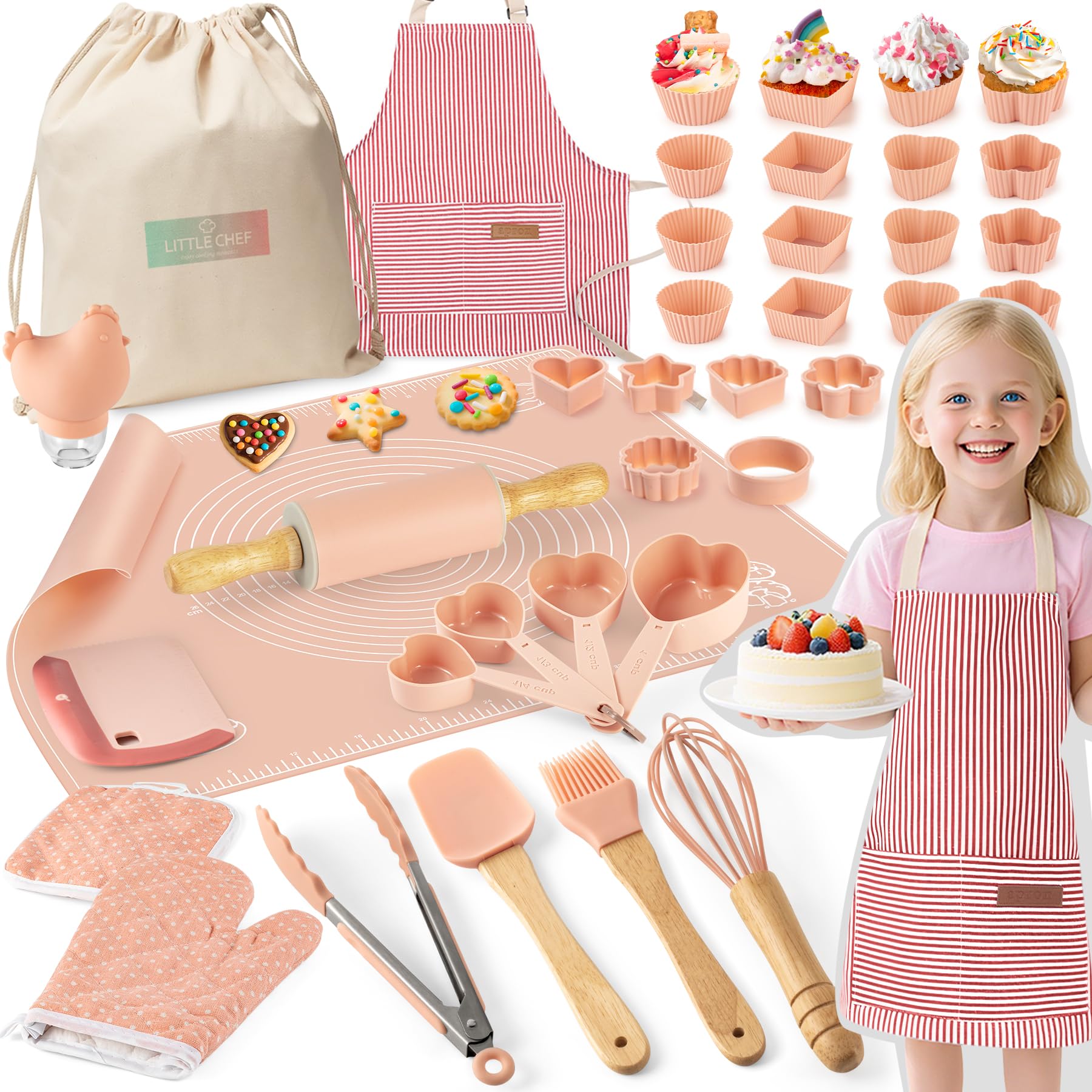 JIGQGY rolling pin for kids' safe, hands-on cookie prep.