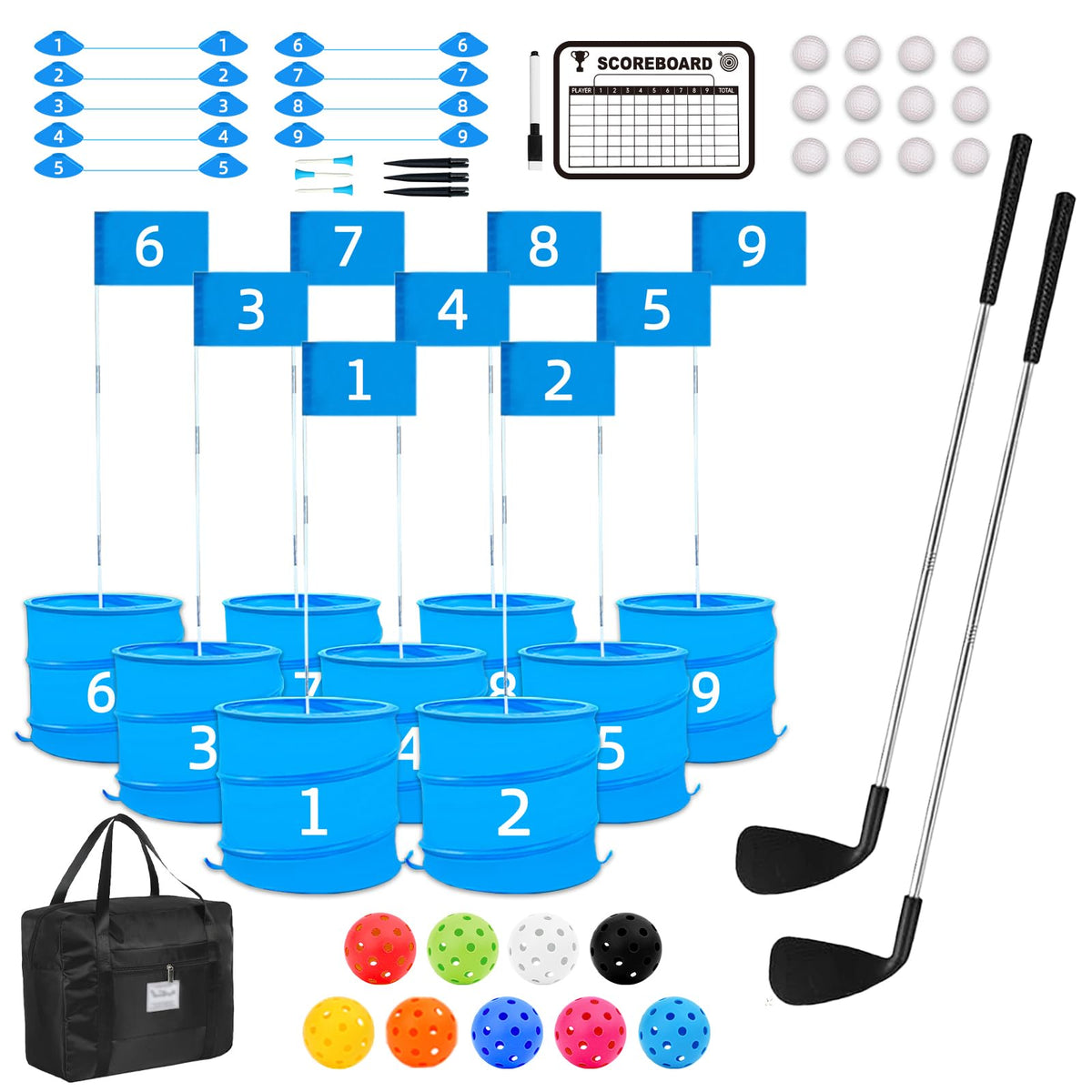 JIIFO golf game setup with 2 clubs ready for quick outdoor play.
