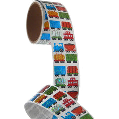 Jillson Roberts bulk prismatic sticker roll with mini train cars for crafts