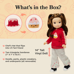 Jilly Bing Riley 14-inch movable joints enable dynamic posing and storytelling.