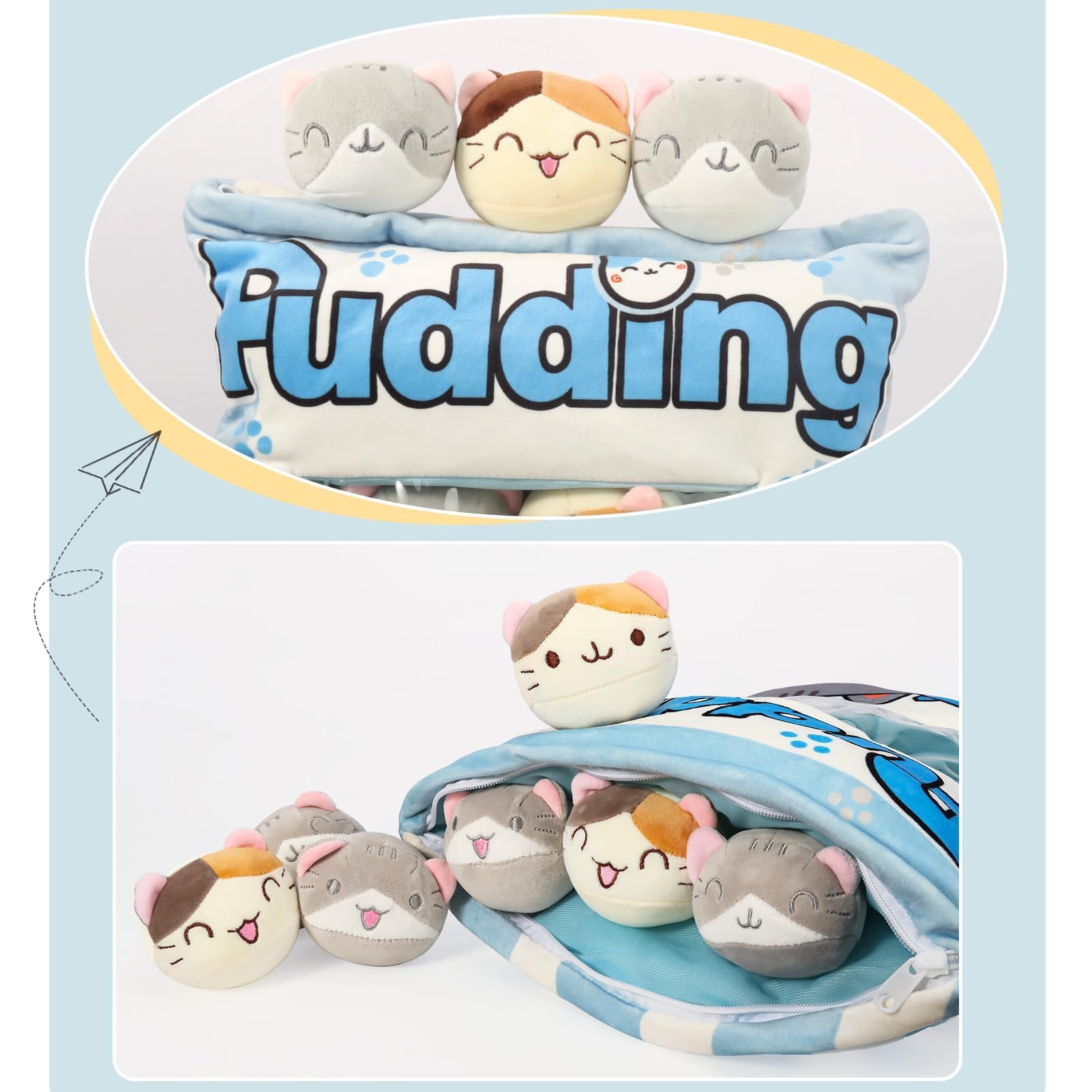JILPAK eight kitten plush dolls arranged for display