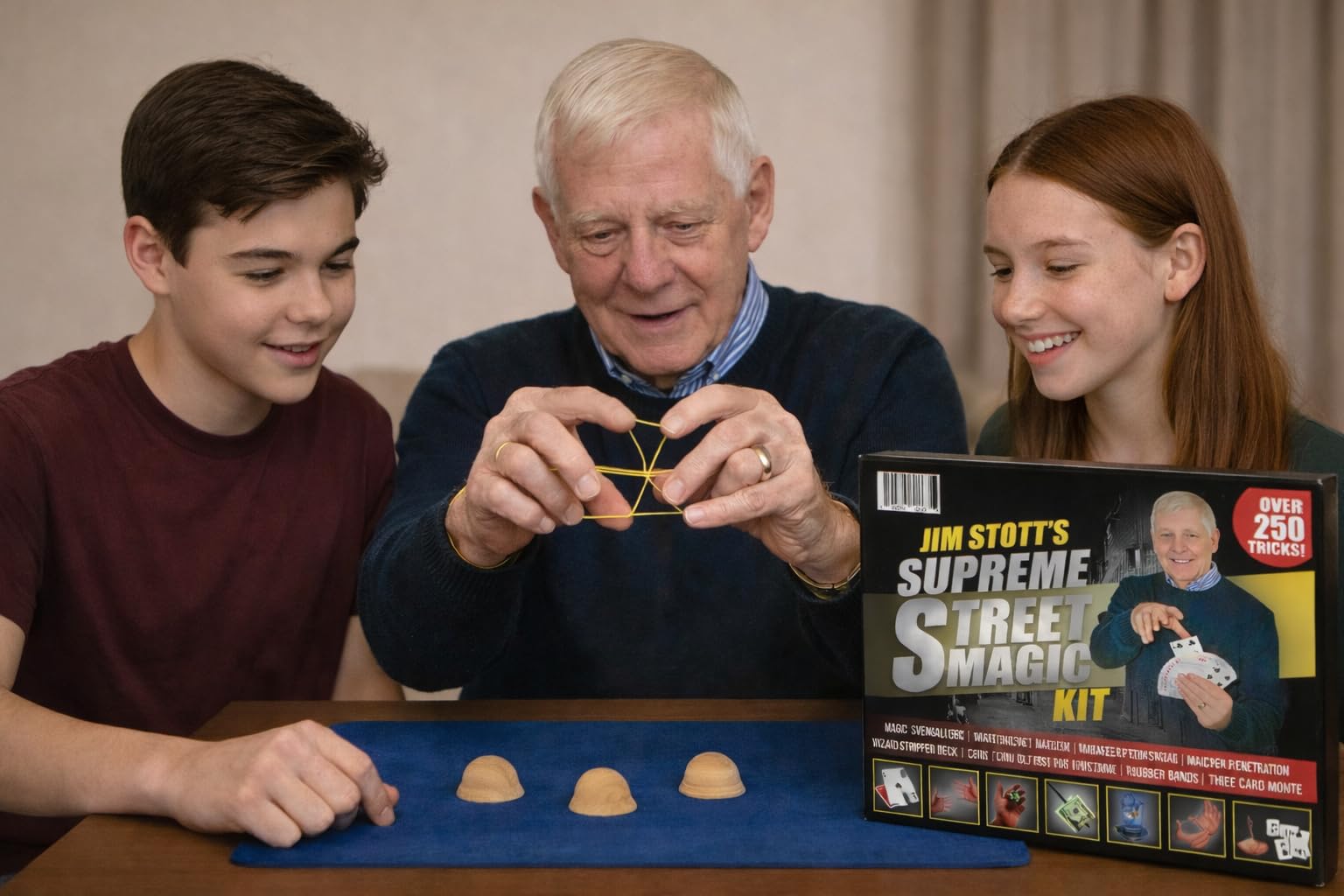 Mind-reading trick props from Jim Stott kit for interactive fun