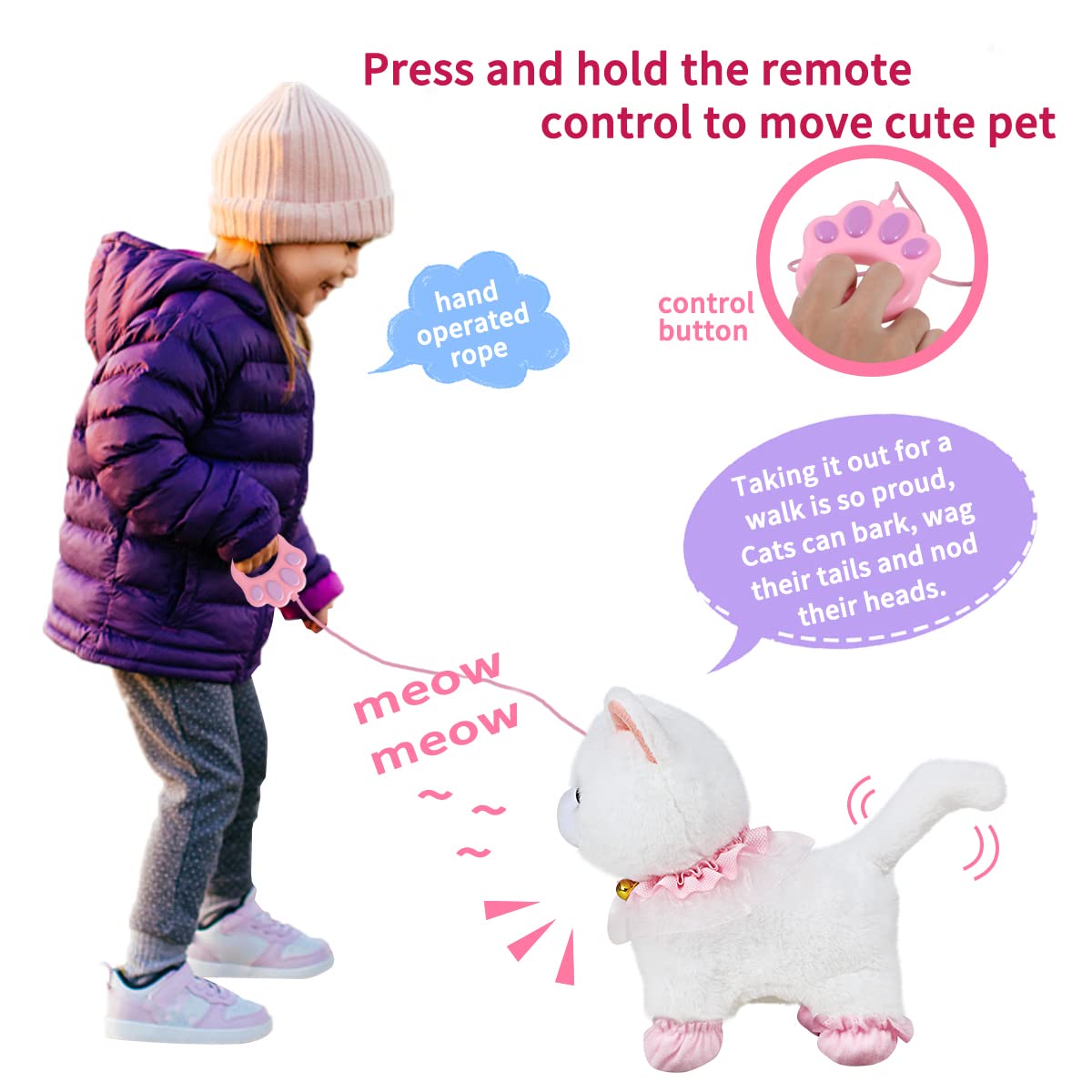 Jimate cat barking feature highlights lifelike pet interaction for pretend companionship