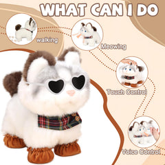 Jimate cat toy meows and tail wag for engaging pretend pet care