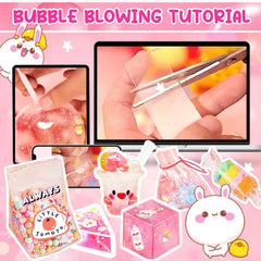 Jimcii nano tape bubble kit bubbles form on any surface during play.