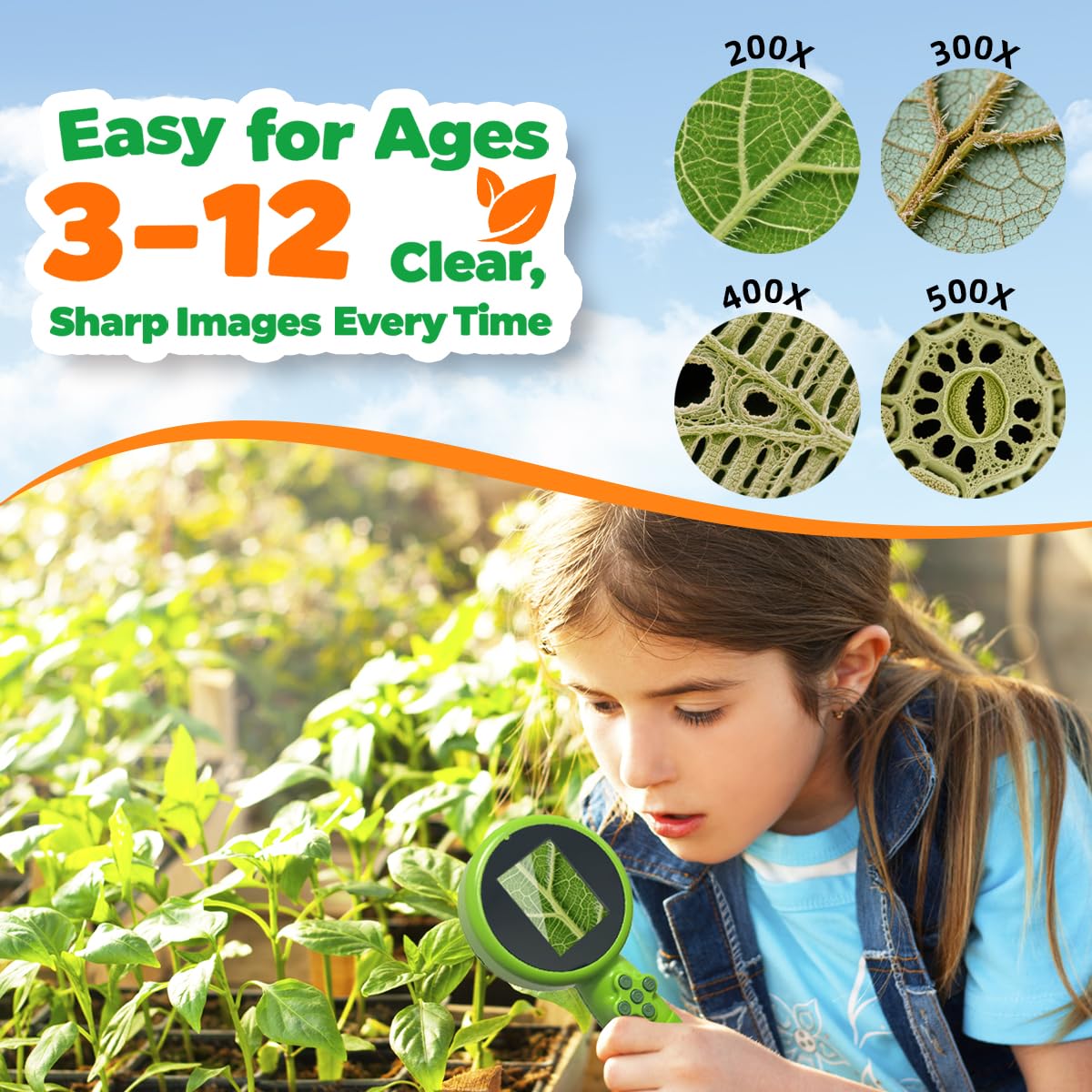 JIMZOO 1080p digital microscope delivers crisp magnified details for insects and plants.