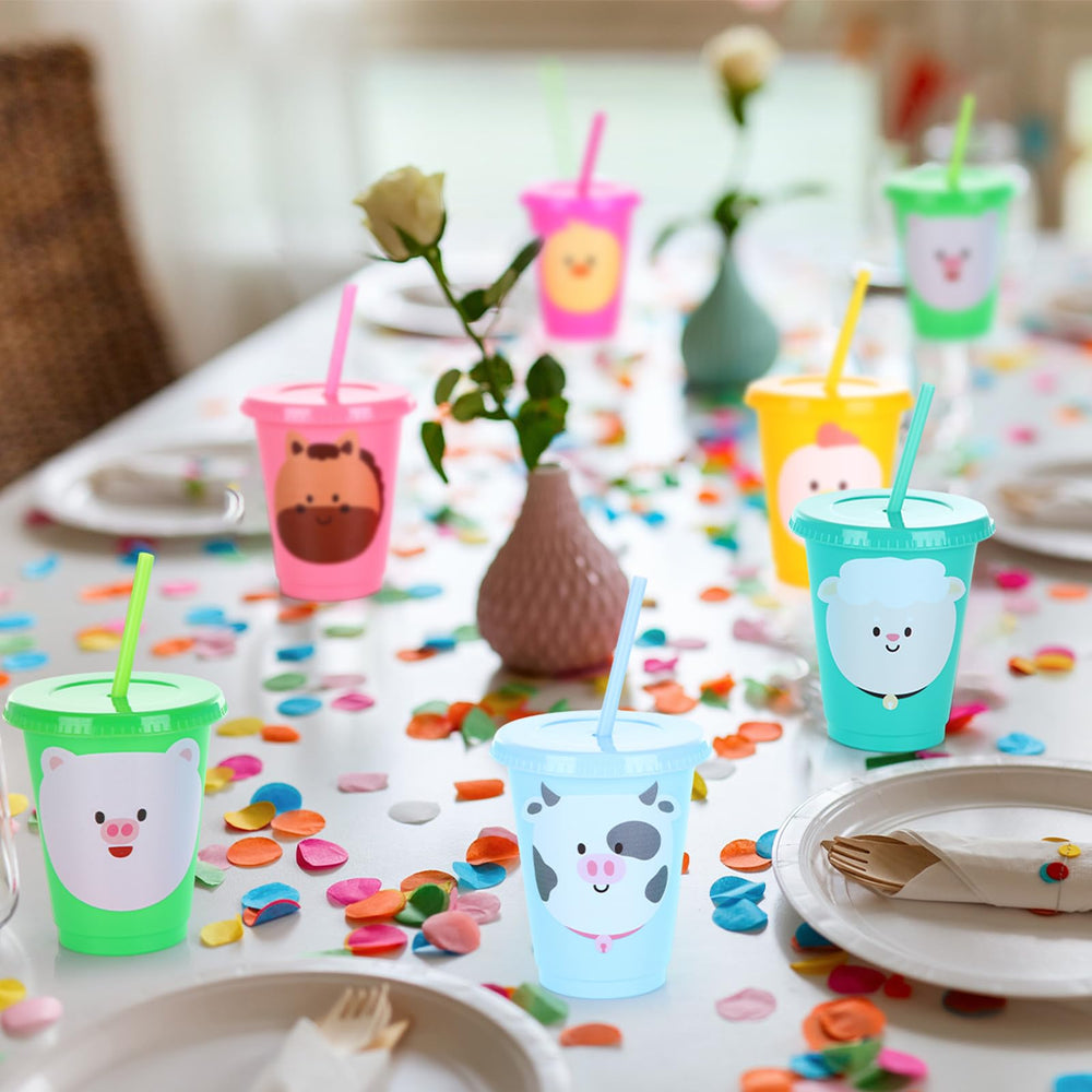 Jingmore farm animal cups design duck with vibrant colors for festive setups.