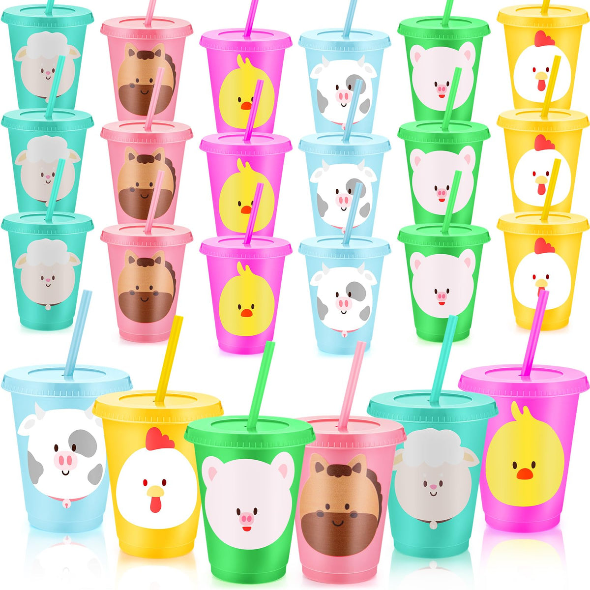 Jingmore farm animal cups design pig for kid-friendly drinks and table decor.
