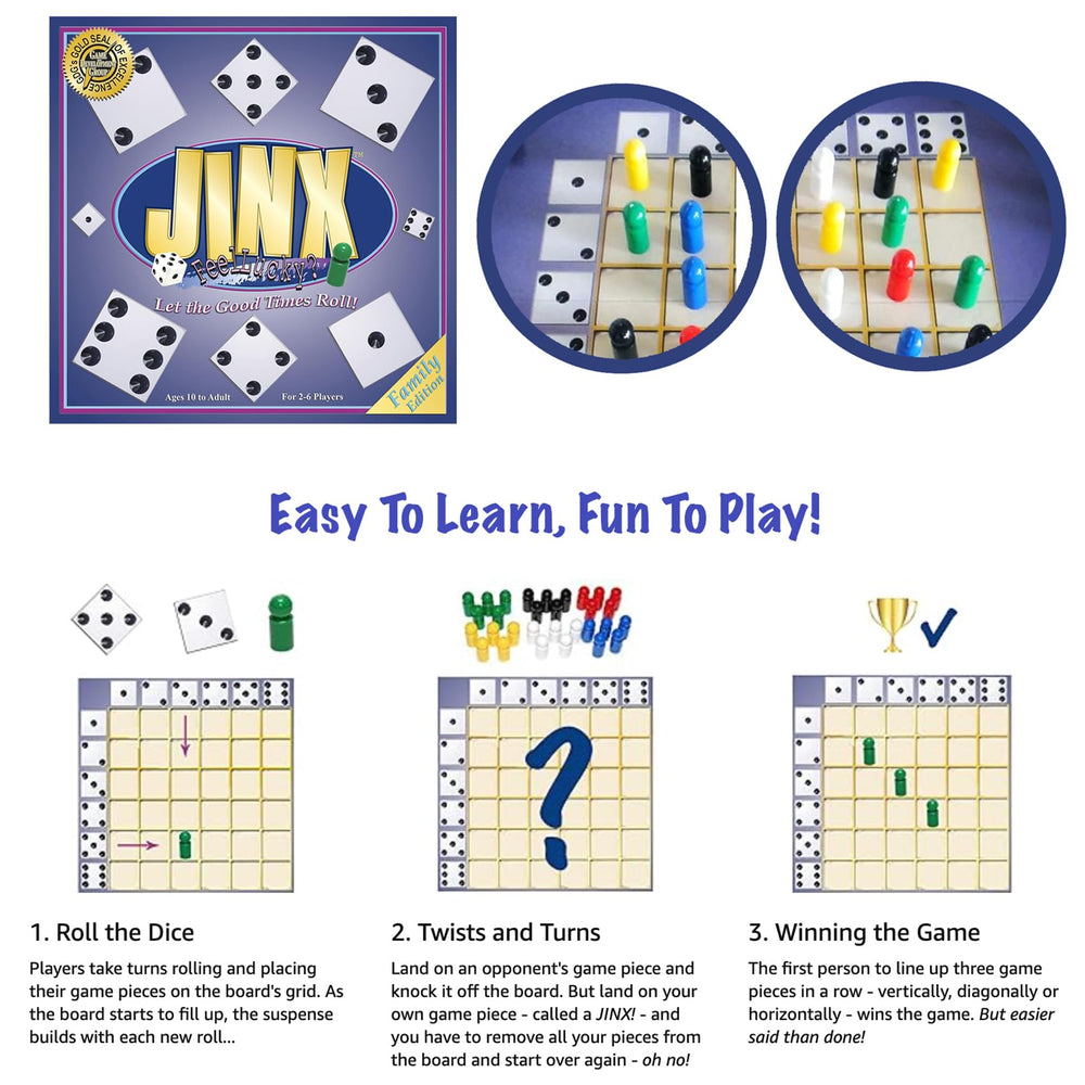 Jinx family game night scene, appealing to kids and adults alike.