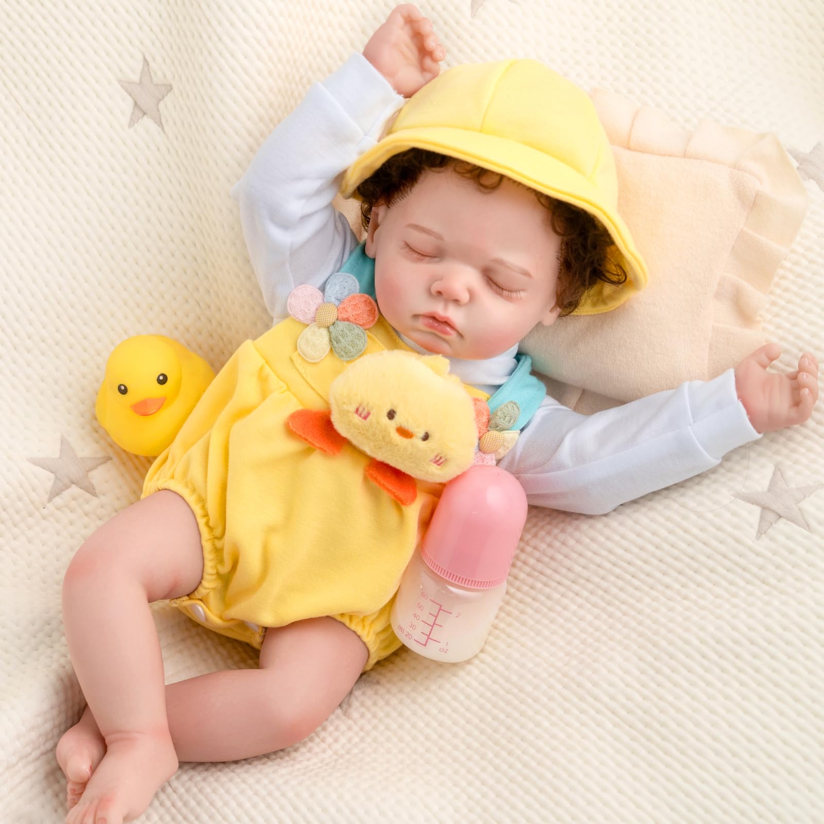 Jirachi lifelike reborn baby doll face with closed eyes for gentle, calming play