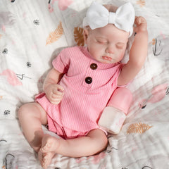 Jirachi 18-inch sleeping reborn doll in pink onesie for calm pretend play