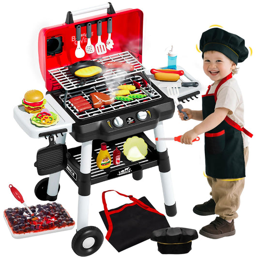 Jisejima barbecue grill playset, sturdy frame for safe pretend cooking