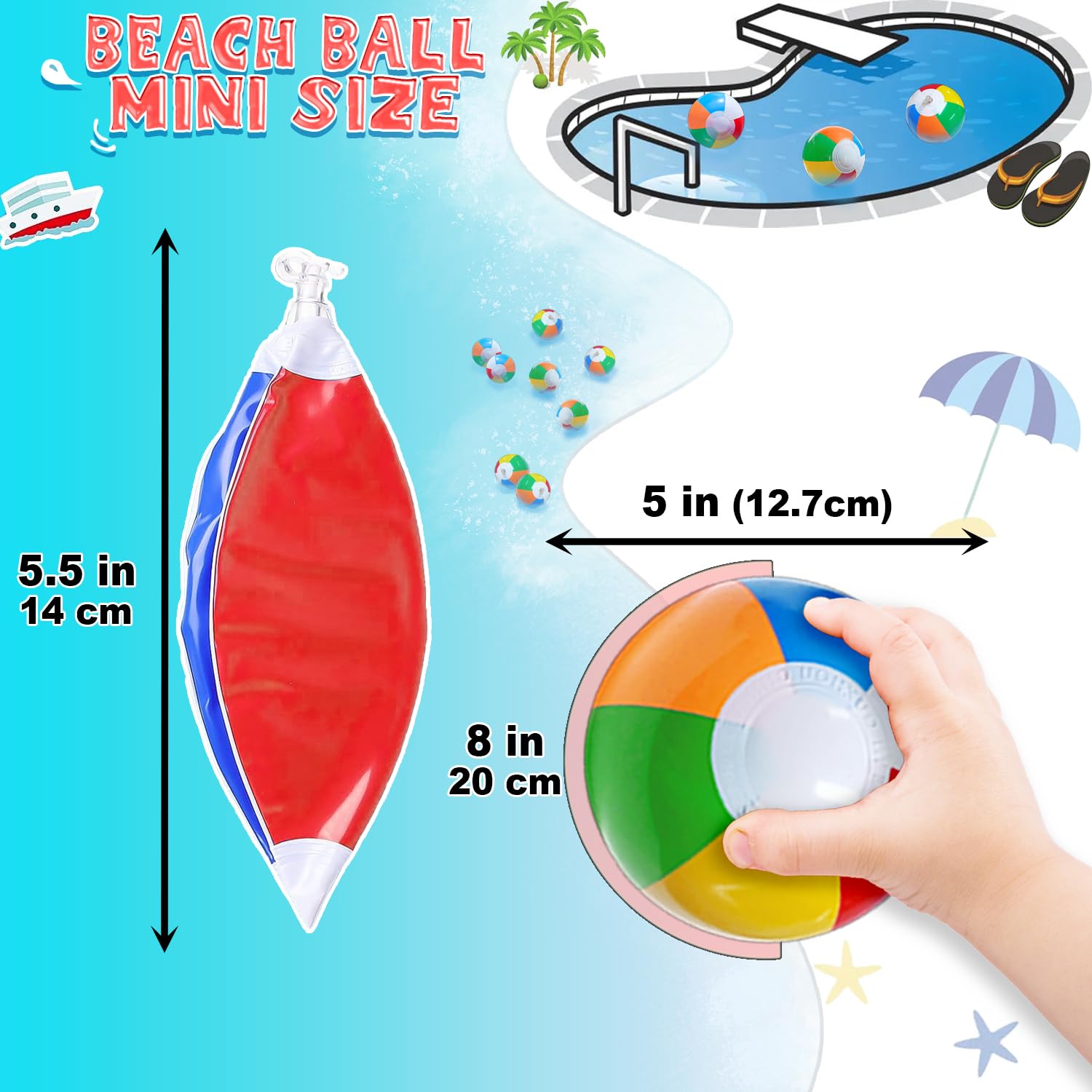 Jishi bulk beach balls 12-pack colorful for pool parties.