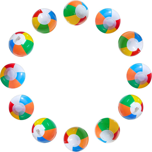 Jishi mini beach ball 8-in uninflated for travel play.
