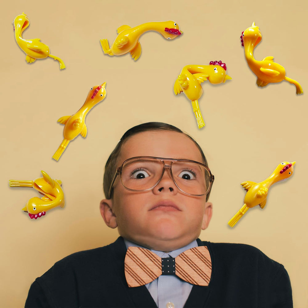 Jishi wall-sticking chicken, sticks to surfaces for varied play setups.