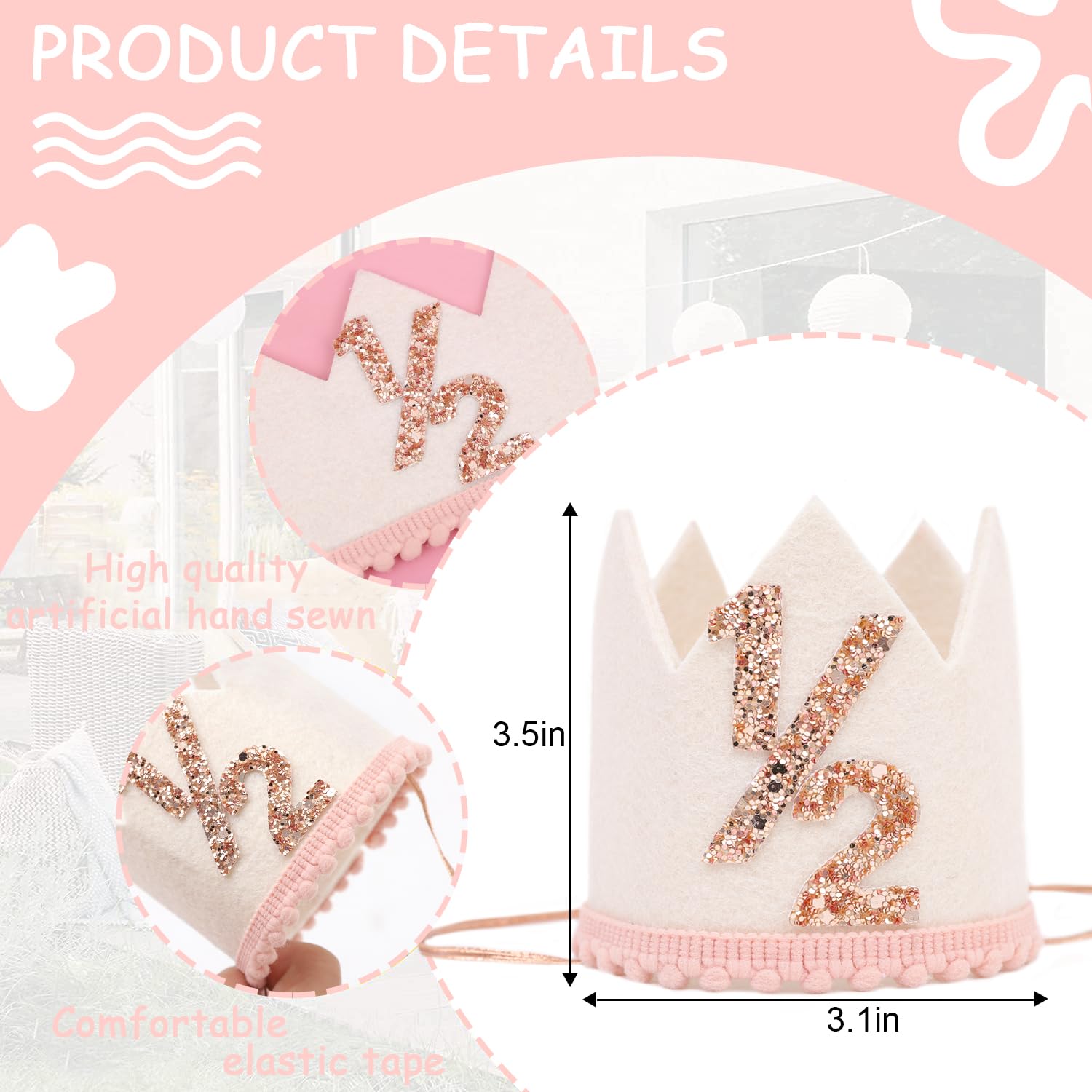 Jissoo cake smash crown white, perfect centerpiece prop for photos