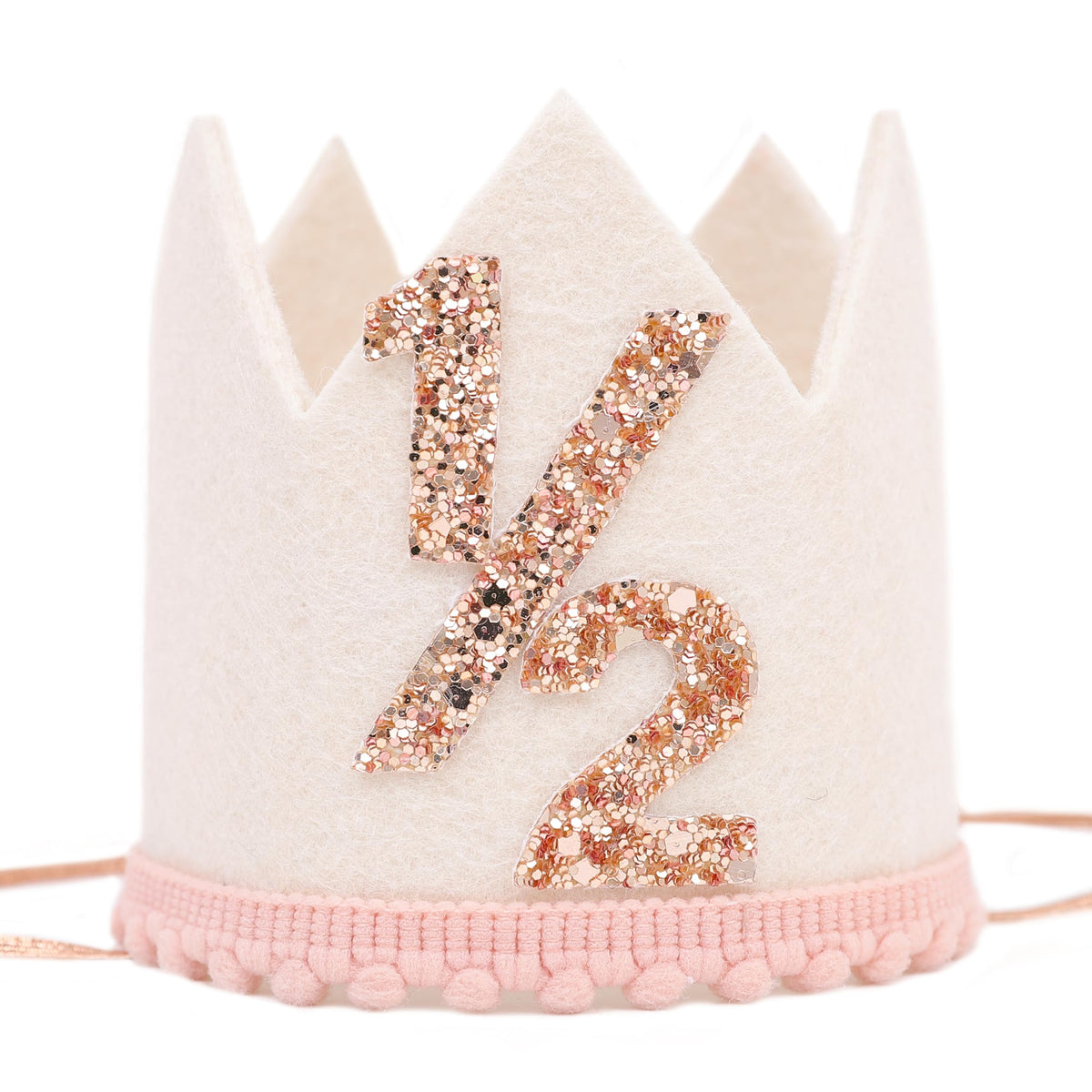 Jissoo white half birthday crown on baby head, comfortable and festive for cake smash
