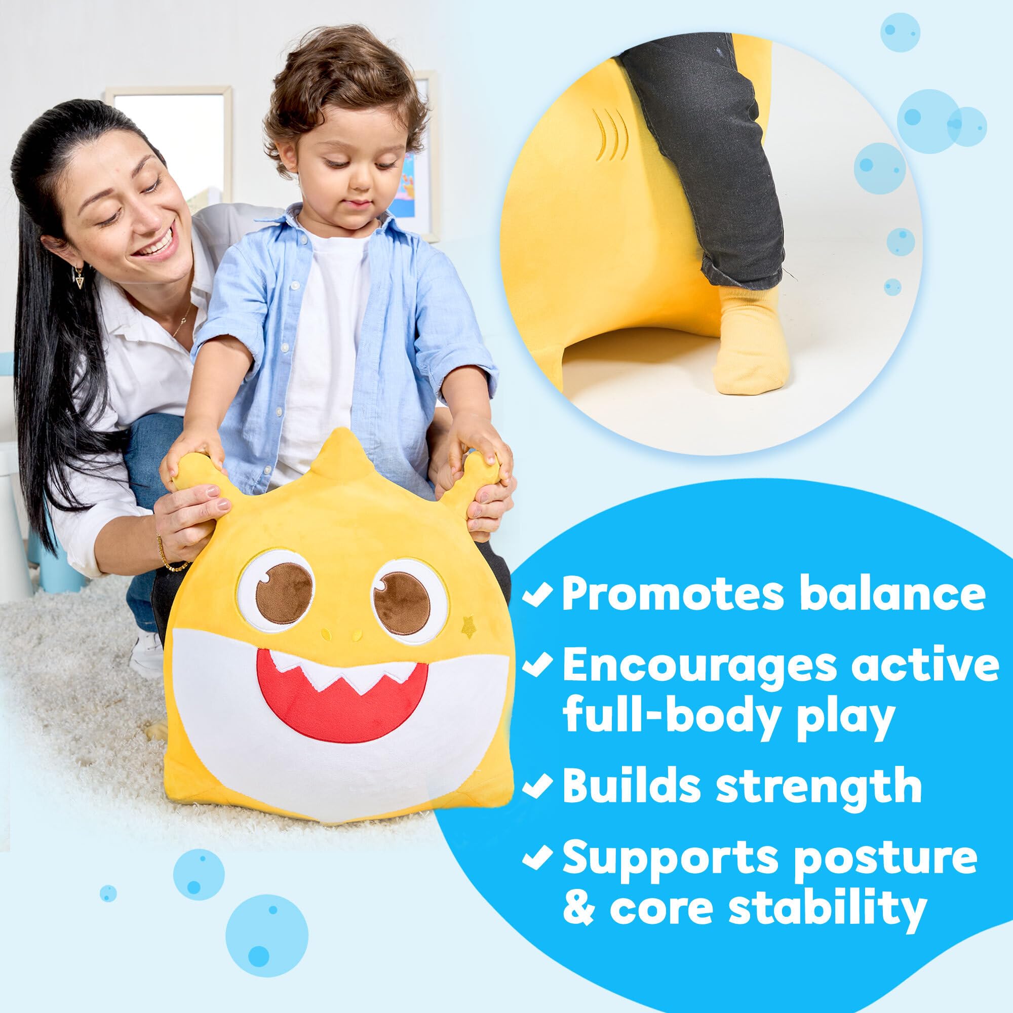 JITTERYGIT Baby Shark Bouncy Hopper removable cover enables easy cleaning after outdoor fun.