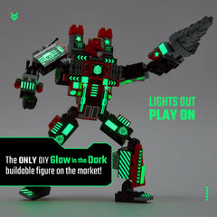 JITTERYGIT Mech robot building-assembly view highlights modular bricks for STEM learning.