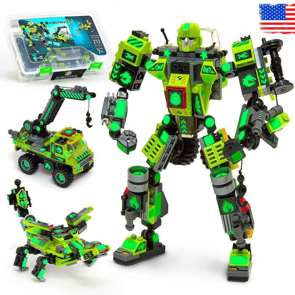 JITTERYGIT glow stickers highlight the robot for glow-in-the-dark play